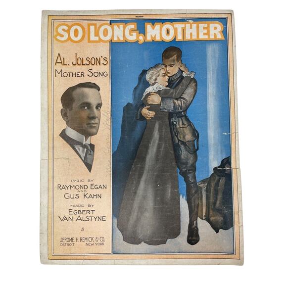 1917 So Long Mother Sheet Music Egan and Kahn Van Alstyne - Picture 2 of 8